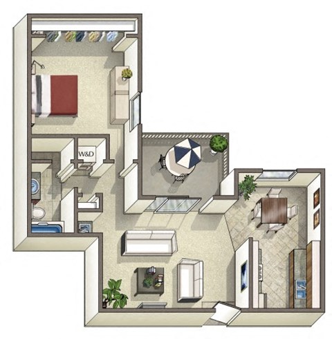 Duet Apartments in Lynnwood, Washington One Bedroom Floor Plan